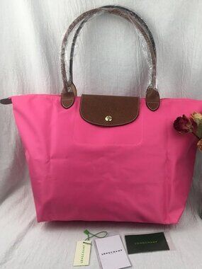 NWT Longchamp Le Pliage Original Medium Handbag Barbie Pink Canvas Shoulder Tote